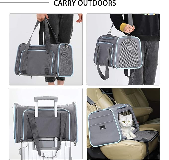 A4Pet Airline Approved Cat Carrier Dog Carriers,Removable Soft-Sided Portable Pet Travel Washable Carrier for Kittens,Puppies,Rabbit,Hamsters