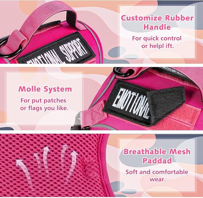 Tactical Cat Harness and Leash, Escape Proof Large Cat Walking Vest,Adjustable Soft Mesh Pet Vest Harness with Control Handle, Molle Patches (777816858438, Large)