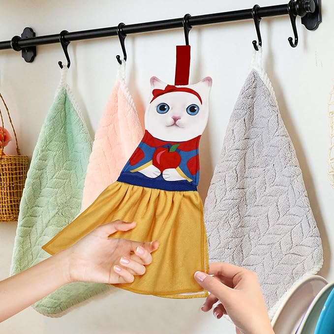 AGRIMONY Cat Funny Hand Towels - Super Absorbent Soft, Animal Print, White - Perfect for Bathroom & Kitchen, Decorative, Gift for Cat Lovers