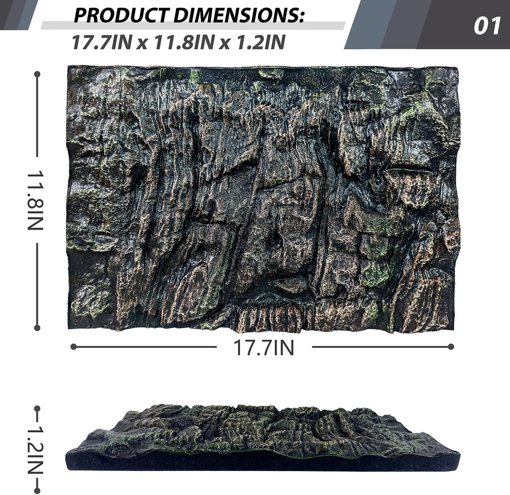 17.7x11.8in Rock Terrarium Background,3D Reptile Tank Background Board,Amphibian Stereo Backdrop Wall,Lizard Snake Gecko Spider Fish pet silo Background Decorative Panel(Paleyellow)