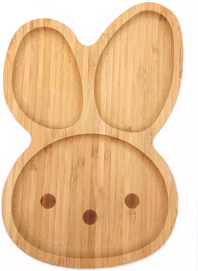 4919, Bamboo Snack Plate, Eco-Friendly, Cute Bunny Face Shaped, 11" x 7.5, 1 pc