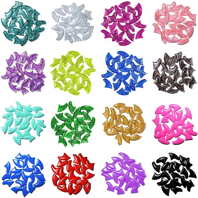 15 Colors | 150 pcs Cat Nail Caps | Cat Claw Covers Tips with Adhesives and Applicators (XS)
