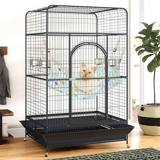 Cat Hammock Bed Cool Summer Hanging Adjustable Pet Hammock Bed for Cats/Small Dogs/Rabbits/Other Small Animals (Blue Fruit)