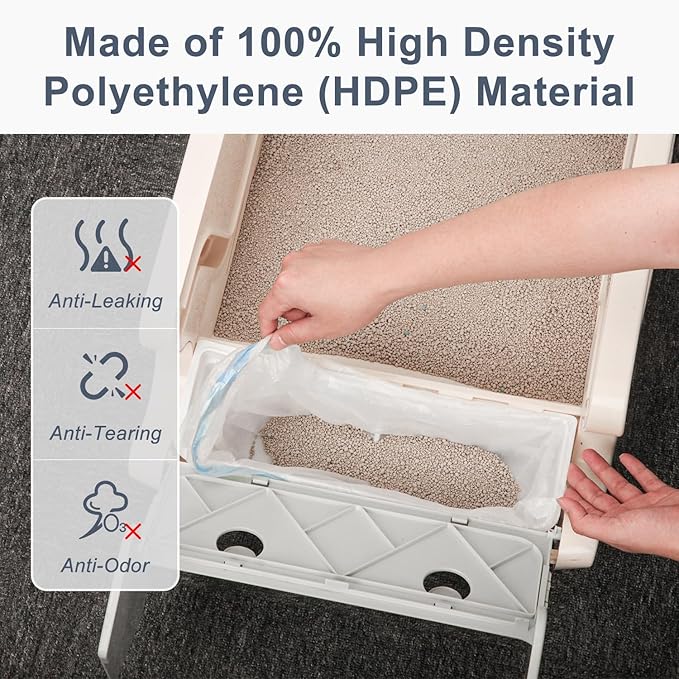 80PCS Cat Litter Liners Bags Compatible with LitterMaid/Nature's Miracle Waste Receptacles - Disposable Refill Bags with Handles