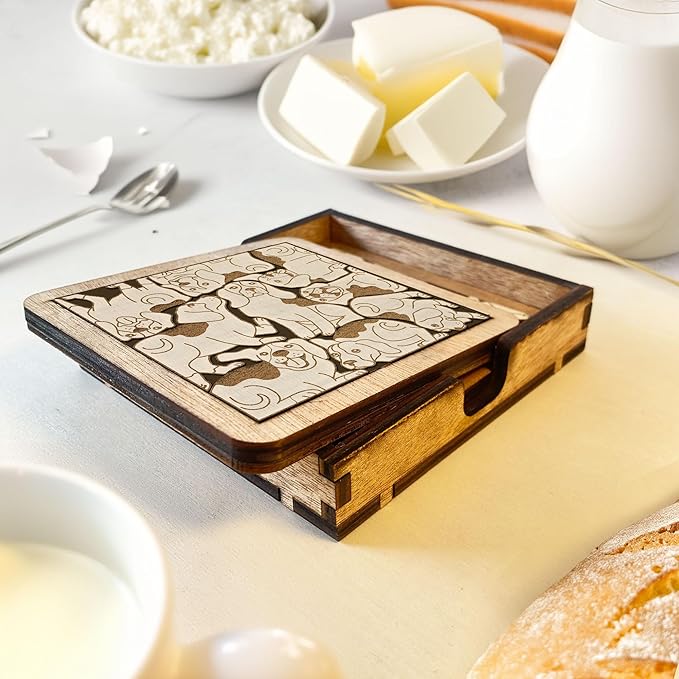 02 Beagle Dog Coaster - Beagle Dog Puzzle Wooden Coaster Set - Interlocking Jigsaw Drink Mats with Laser-Cut Design for Beagle Lover