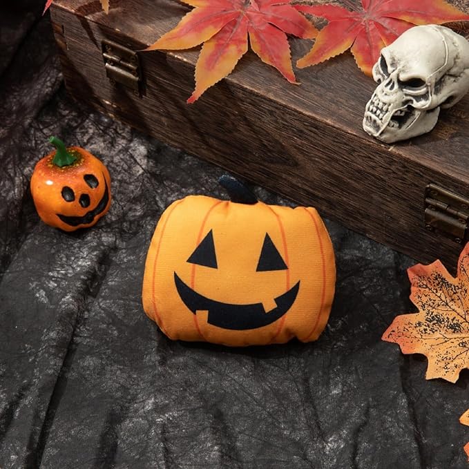 4-Pack Halloween Cat Toy Catnip Plush Toys Set - Pumpkin, Ghost, and Skeleton Design, Soft and Durable Cat Toys for Halloween Fun, Perfect for Indoor Play and Exercise