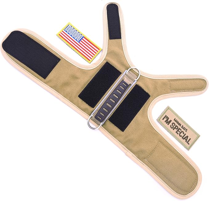 Tactical Cat Harness and Leash for Walking Escape Proof, Adjustable Cat Walking Jackets, Padded Stylish Cat Vest, Khaki, X-Large