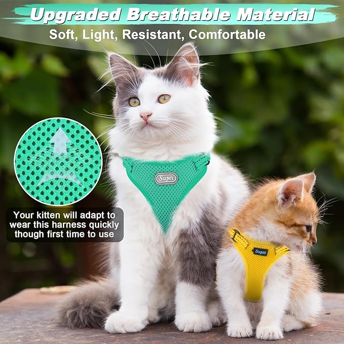 Supet Cat Harness and Leash Set for Small to Large Cats Adjustable Cat Vest Harness with Reflective Trim Universal Cat Leash and Harness for Cats/Puppies Outdoor Walking