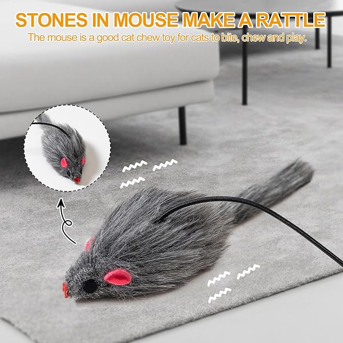 2PCS Hanging Cat Toys for Indoor Cats, Door Hanging Cat Toy, Retractable Mouse Teaser Toy, Home Alone Self Play Cat Toys, Kitty Toys for Indoor Cats Kitten Mental Physical Stimulation Training