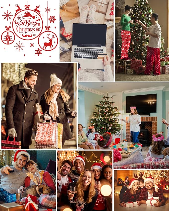 ALISISTER Christmas Womens Pajama Pants Casual Comfy Sleepwear Wide Leg Drawstring Bottoms