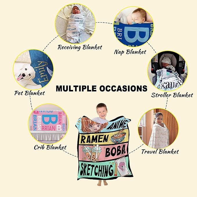 Anime Blanket Gifts for Girls Kawaii Anime Decor for Women Anime Ramen Boba Sketching Flannel Blanket Anime Lover Stuff, Luxurious Warm and Cozy for S 40X50 Inch for Kids/Child