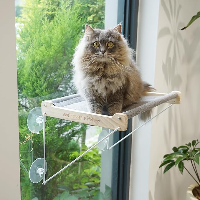 PETKARAY Cat Window Perch, Original Cat Hammock for Window, Foldable Cat Bed for Window Sill, Indoor Window Shelf Hammock Seat with Extra Suction Cups