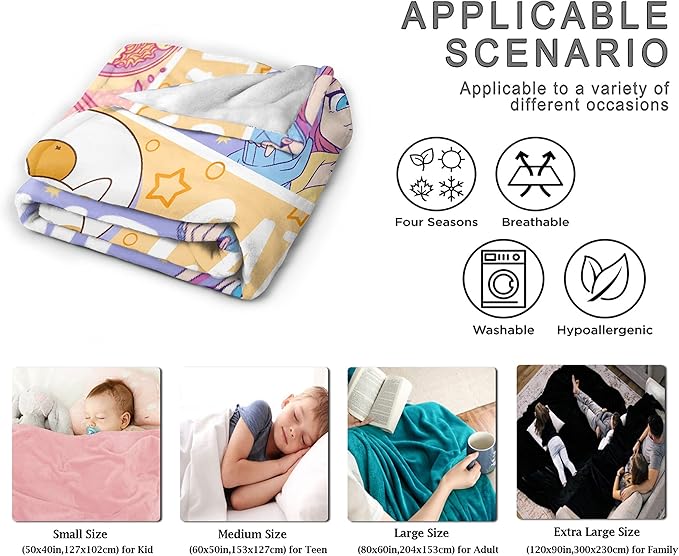 Anime Blanket Gifts for Girls Kawaii Anime Decor for Women Just A Girl Who Loves Anime Cats and Ramen Flannel Blanket Anime Lover Stuff, Luxurious Warm and Cozy for S 40X50 Inch for Kids/Child
