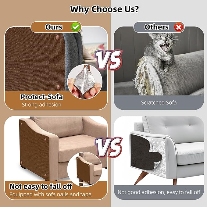 Couch Protector from Cat Claws 78.7"x15.8" Cat Scratching Mat Set, Cat Scratch Furniture Protector, Cat Scratching Post Scratch Pad Cover Replacement for Cat Tree Shelf Steps Couch Corner Wall