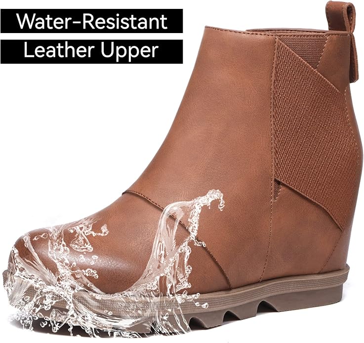 Athlefit Women's Wedge Boots Comfortable Ankle Wedge Booties