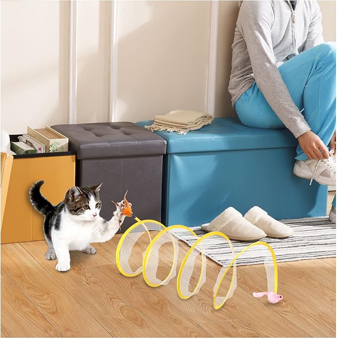 Andiker Cat Tunnel, S-Type Cat Tunnel Toys Interactive Playing Pet Toy for Puppy Kitten Indoor (Pink Mouse)