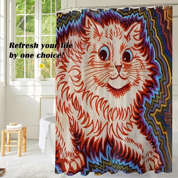 Adorable Orange Kitten Shower Curtain, Colorful Cat Bathroom Curtains,Cute Shower Curtains for Bathroom,Bath Curtain,72x72 Inches