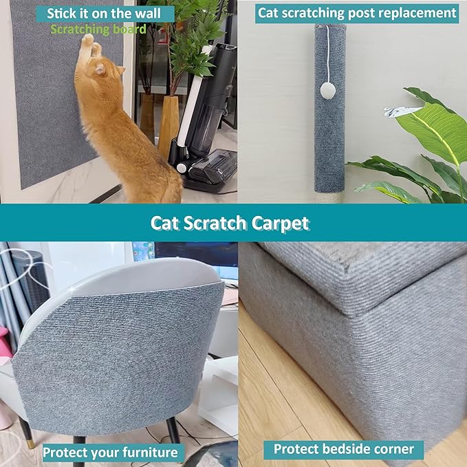 Cat Furniture Protectors from Cats Scratching,Adhesive Cat Couch Protector,78.7x15.8Inch DIY Cat Wall Scratcher,Couch Cat Scratcher,Cat Corner Scratcher Mat,Cat Scratch Furniture Protector