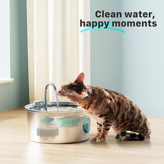 24 Cat Water Fountain Filters, 12 Pieces of Filters + 12 Pieces Sponges of Cat Fountain, Filter Loose Hair (Sponges), Triple Filtration (Filters), Suitable for “B0CL4WMX6Z” & ”B0CLGPCNHN”