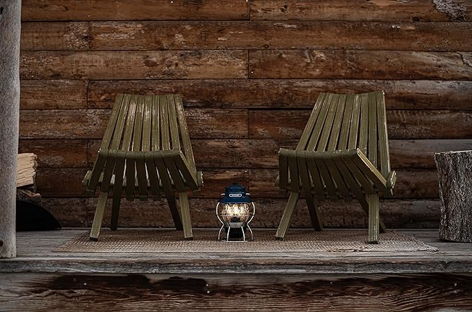 Barebones Railroad Lantern – Ocean Blue, Vintage-Inspired LED Camping Lantern with Rechargeable Battery – Adjustable Brightness Outdoor Light for Camping Gear, Backyard, and Home Decor