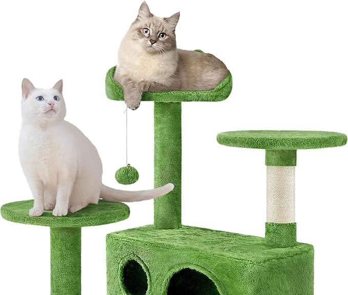 Yaheetech 62in Cat Tree Cat Tower for Indoor Cats, Cat Furniture w/Double Cat Condo, Scratching Posts, Multiple Platforms and Balls for Kittens & Cats, Green