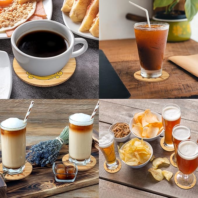 6 PCS Friends Cork Coasters for Drinks,Friends TV Show Merchandise,Funny Coasters Set with Coaster Holder for Coffee Table Tea Table bar,Friend TV Themed Gifts for Fans