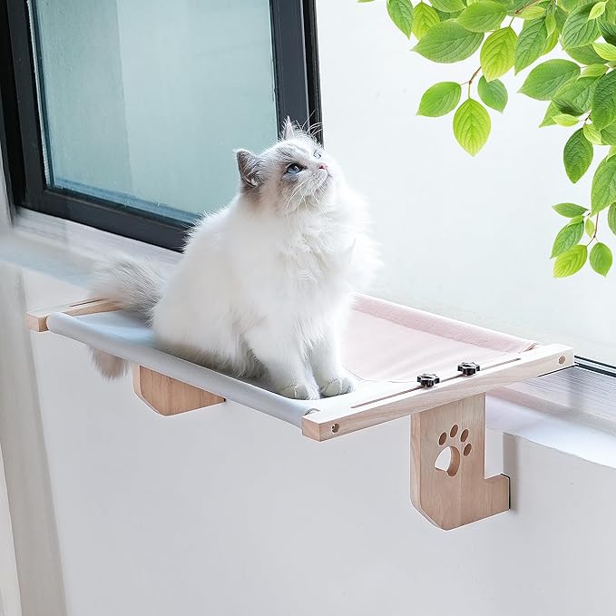 Cat Window Perch, Cat Window Hammock, Sturdy Cat Window Seat for Large Cats, Easy-to-Install and Removable Hammock for Cleaning – Damage-Free Window Mount, Medium & Large Sizes