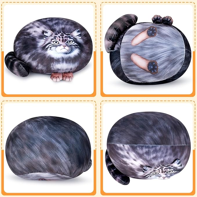 Achwishap Cat Plush,Soft Cat Stuffed Animals,Kawaii Steppe Cat Plush Toys,Cute Plushies Cat Body Pillow,Kitten Stuffed Animal Hugging Pillows Plushies Gifts for Kids Adults Birthday(Steppe Cat,18”)