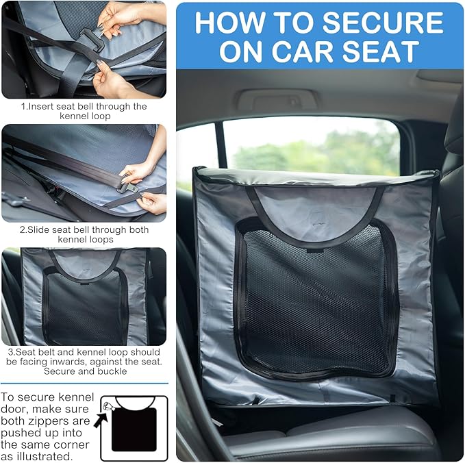 37 Inch Portable Cat Dog Crate with Mat Liner Pop up Dog Kennel Pet Tent Car Seat Travel Kennel Bed for Indoor Outdoor Waterproof Pet Crate Cage for Large Cat Medium Puppy Camping(Gray)