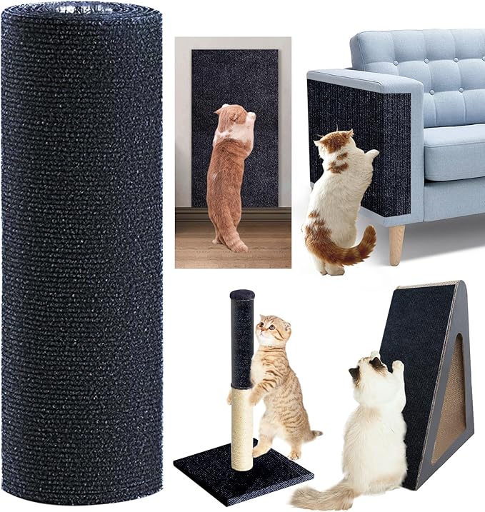 120"x15.8" cat Scratch Furniture Protector Keep Couch Sofa Protection Anti Claws Corner Wall Scratcher Post sisal Scratching mat Carpet pad Cover Fabric Tree Guards remnants (Black)