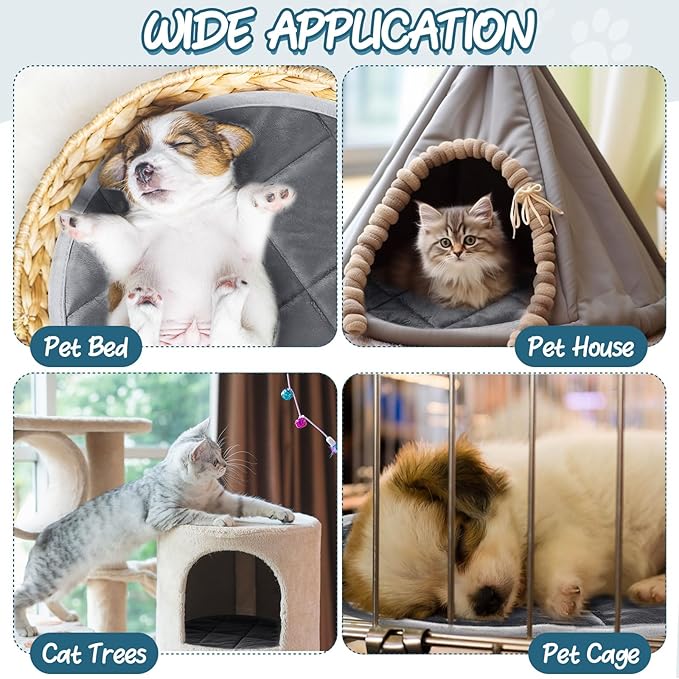 2 Pcs Cat Heating Pad Round 16 Inch Self Heating Cat Mat Washable Heated Cat Bed Anti Slip Cat Warming Pad Pet Bed Mat for Kennel Dog Crate Indoor Outdoor(Gray,19 Inch)