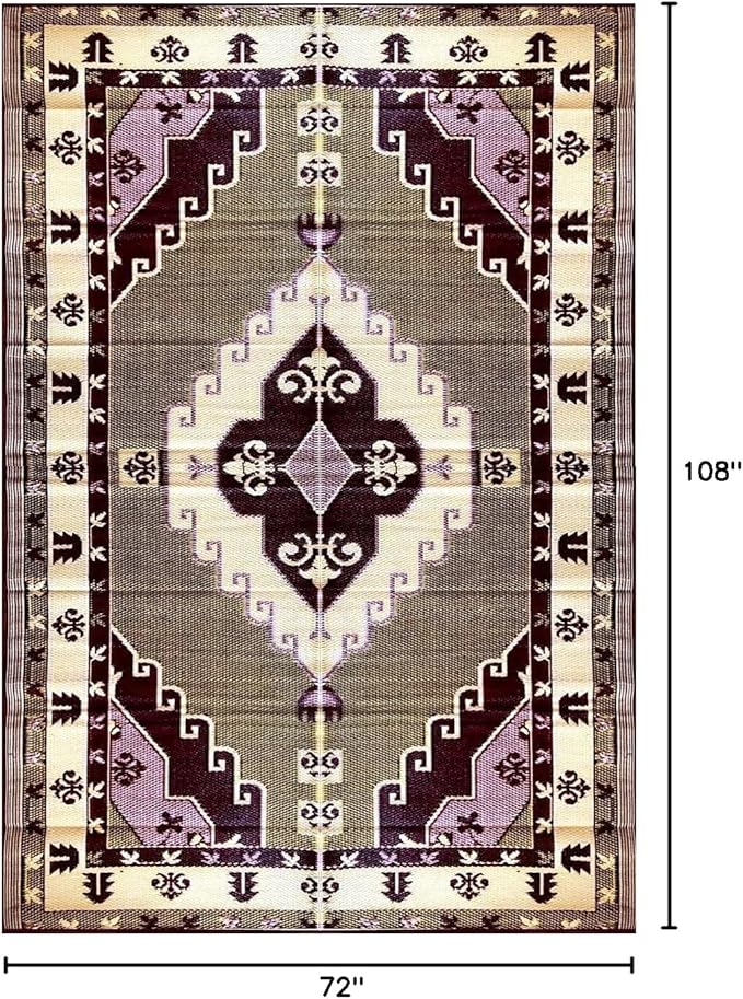 BalajeesUSA Outdoor Patio Rugs Clearance 6'x9' (183 cm x 274 cm) Red, Black, Lt Yellow, white 20171