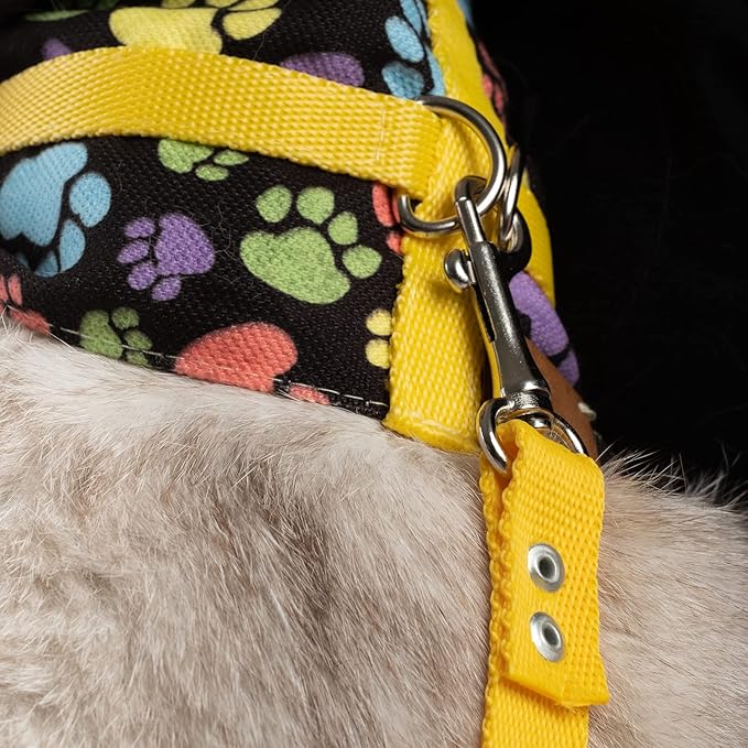 Cat Harness and Leash Set, Cats Escape Proof - Adjustable Kitten Harness for Large/Medium/Small Cats, Walking Travel Petsafe Harness (Yellow Paw, Extra Small)