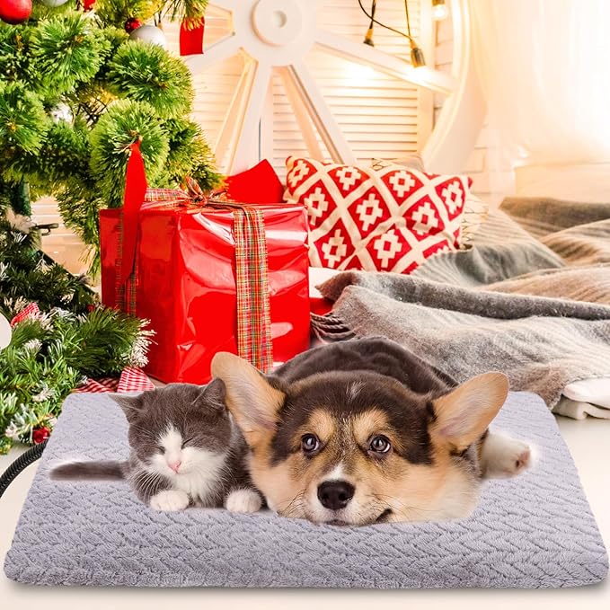 ENJOY PET Pet Heating Pad, Heated Cat Bed Indoor Heated Dog Bed with Chew Resistant Steel Cord, 12 Level Timer and Temperature Dog Heating Pad, Heated Pet Bed Electric Heating pad for Puppy Cats Dogs