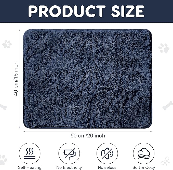 4 Pack Self Warming Cat Bed Pad Self Heating Cat Dog Mat with Fluffy Faux Fur Plush Cat Calming Bed Thermal Cat Mat Washable Pet Pad Anti Slip Bottom for Outdoor Indoor Pets 16" x 20"