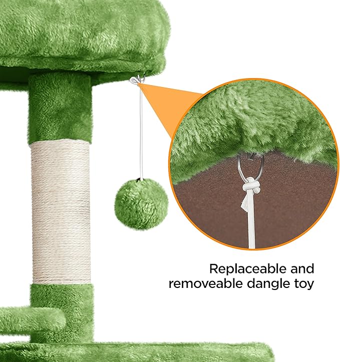 Yaheetech Cat Tree Cat Tower, 63in Multi-Level Cat Tree for Indoor Cats, Tall Cat Tree w/Sisal-Covered Scratching Posts & Condo, Cat Furniture Activity Center for Cats Kitten, Green