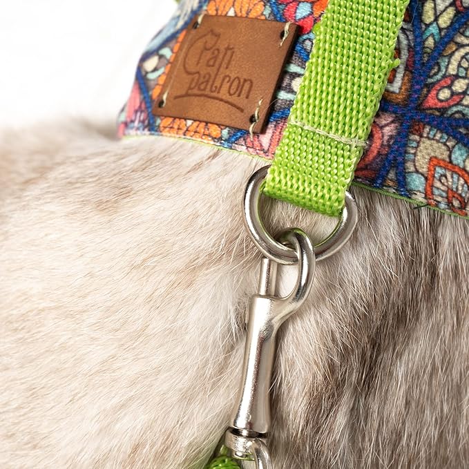 Cat Harness and Leash Set – Escape Proof, Adjustable, Soft & Breathable Design for Small, Medium & Large Cats – Ideal for Walking, Travel & Outdoor Adventures (Ethnic Green, XS)