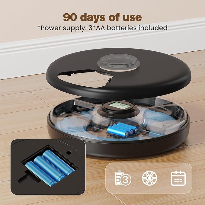 Automatic Cat Feeder Wet Food: Cordless Dog Food Dispenser - Small Pet Fresh Food Refrigerated Container with 2 Ice Packs - Programmable Timer AA Battery Powered Kitten Feeding Bowls - 6 Meals Per Day