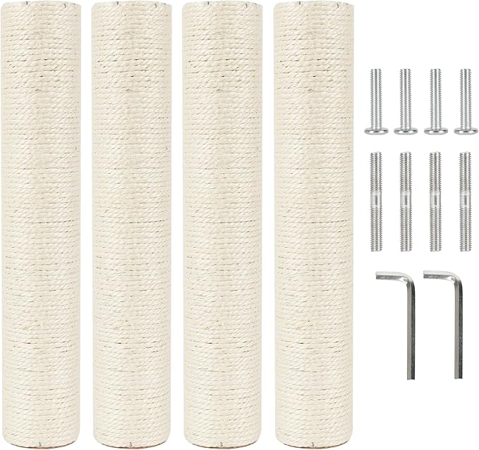 4 Pcs 2.9in 7.4cm Diameter Cat Scratching Post Replacement Parts Pole (M8, 15.7in/40cm)