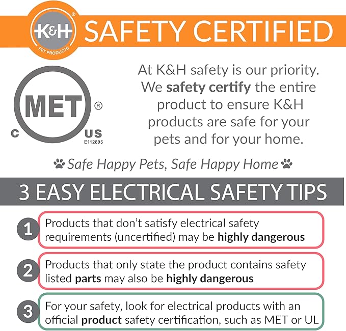 K&H Pet Products Heated Thermo-Kitty Mat, Indoor Heated Cat Bed, Pet Heat Pad for Indoor Cats and Small Dogs, Cat Heating Pad, Electric Thermal Warming Cat Bed Mat, Mocha/Tan 12.5 X 25 Inches