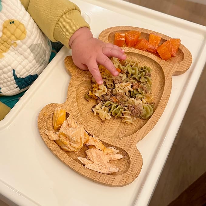 4914, Bamboo Food Plate for Snacks Appetizer Fruit Vegetable | Children Meal Plate | Picnic Kitchen Party | Divided Two Compartment Plate, Elephant Face Shaped, 11.5"x7.5", 1 Pack