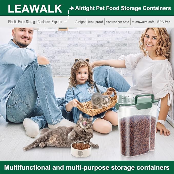 5-7Lbs Large Cat Food Storage Container, Portable Dog Food Container with Upgraded Large Spout and Cup,Pet Food Storage Dispenser for Small Animal Kibble Storage, Bird Seed Container