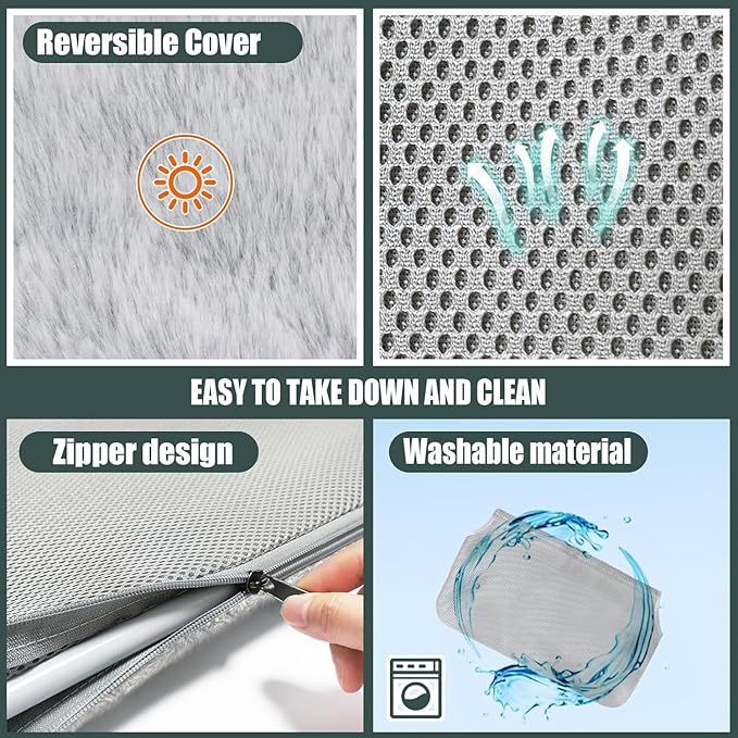 Sunhoo 2PCS Cat Window Hammock Perch Cordless Window Sill Seat Bed Foldable Kitty Lounger Indoor Cats Shelf Stable Upgraded Suction Cup Easy Assembly 20.5 * 11.8in Hold Up to 55lbs (Light Gray, M)