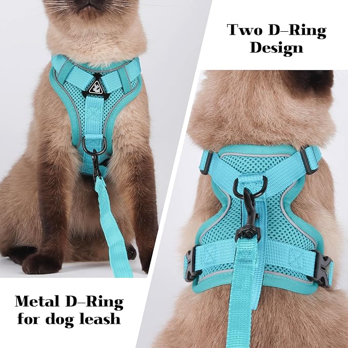 Cat Harness and Leash Set Escape Proof Adjustable Tactical Vest Breathable Kitten Harness with Handle for Walking Reflective Strips Jacket for Dark Night