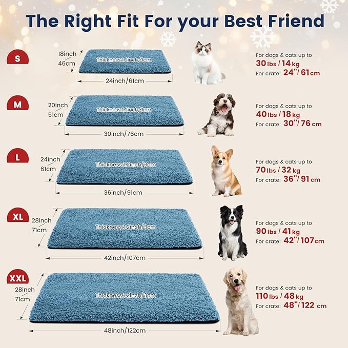 Miguel Self Warming Cat Bed Self Heating Cat Dog Mat 30 x 20 inch Extra Warm Thermal Pad for Indoor Outdoor Pet with Removable Washable Sherpa Cover Non-Slip Bottom (Blue,M)