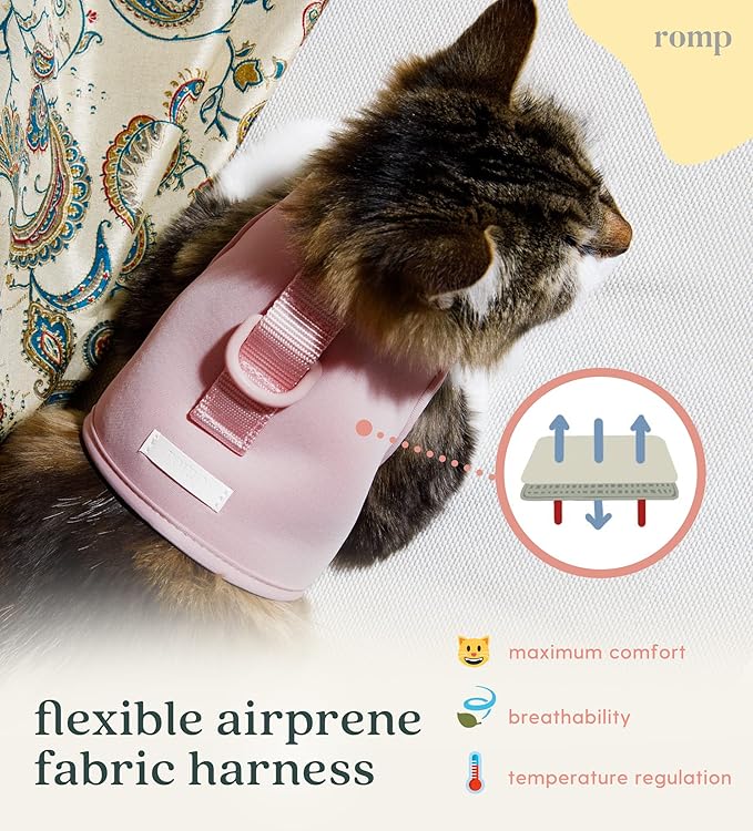 Cat Harness, Collar & Leash Set - Escape Proof Adjustable Choke Free Velcro Harness Vest for Walking Cats & Kittens (Powder Pink, Large)