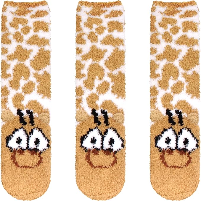 BambooMN Women's Super Soft Warm Microfiber Fuzzy Cozy Animal Socks or Christmas Winter Animal Socks, Value Pack