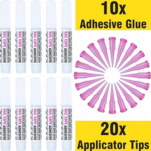 10pcs of Special Pet Nail Adhesive Glues & 20pcs of Applicator Tips for Cat Nail Caps and Dog Nail Caps