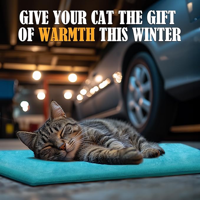 PETNF Outdoor Pet Heating Pad for Cats Outside, Cat Heating Pad Outdoor Winter Waterproof, Heated Cat Bed Safe Electric Cat Warming Pad Mat Blanket for Feral Cat, Heated Mat for Dog Cat House, 28"X16"