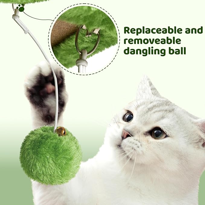 Yaheetech 23.5in Cat Tree, Cute Cat Tower for Indoor Cats with Wide Top Perch, Warm Condo, Sisal Scratching Posts for Large Cats, Green